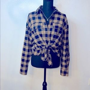 PLAID TAN/BLUES LONG SLEEVE ZARA SHIRT